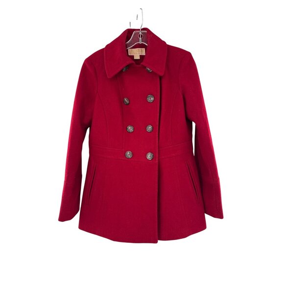 Michael Kors Jackets & Blazers - Michael Kors Wool Blend Womens Red Double-Breasted Peacoat M